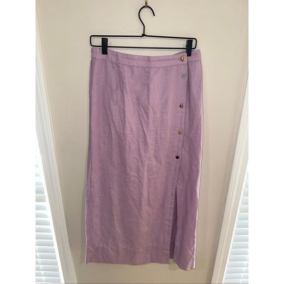 Madewell x Lisa Says Gah! Button-Front Maxi Skirt Purple Medium - Picture 2 of 5